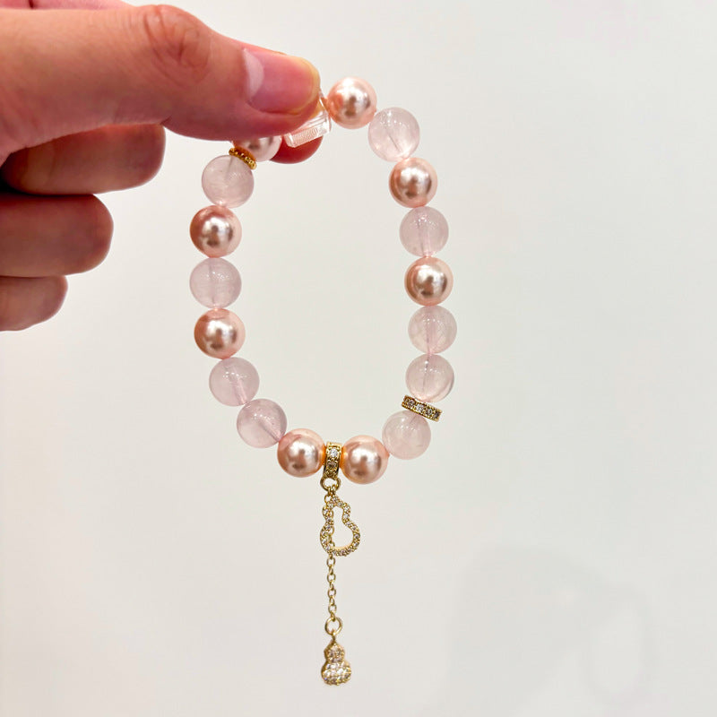 Rose Quartz Pearl Crystal Bracelet