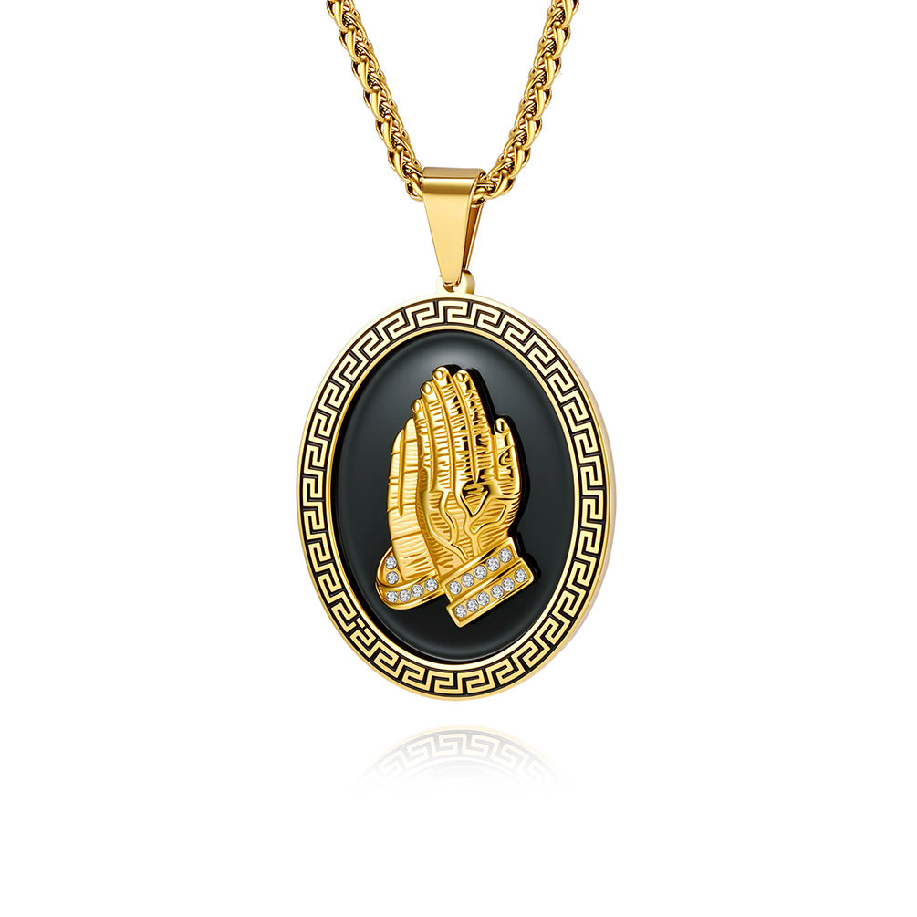Stainless Steel Prayer Hands Necklace