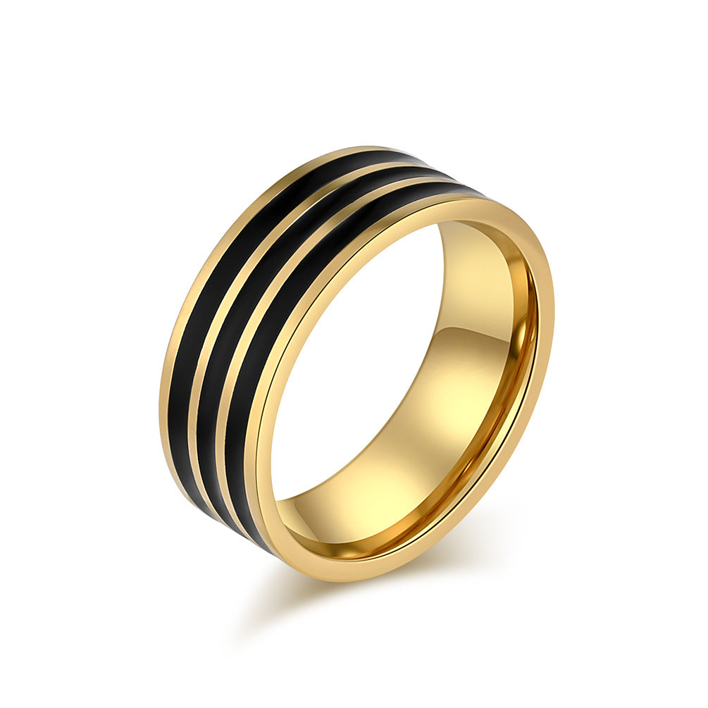 Elegant Titanium Steel 18K Gold Plated Ring for All