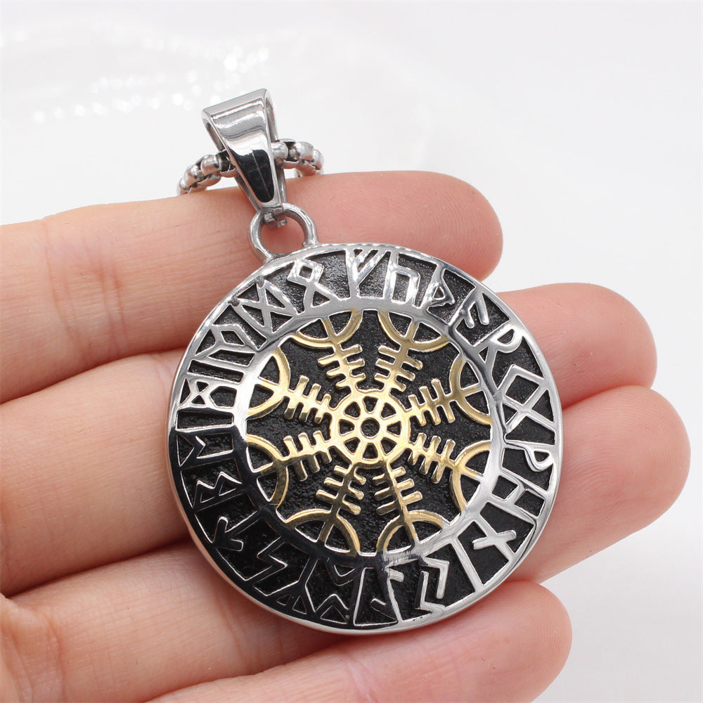 Planderful Personalized Viking Pendant For Men Unisex Stainless Steel Necklace Retro Nordic Design