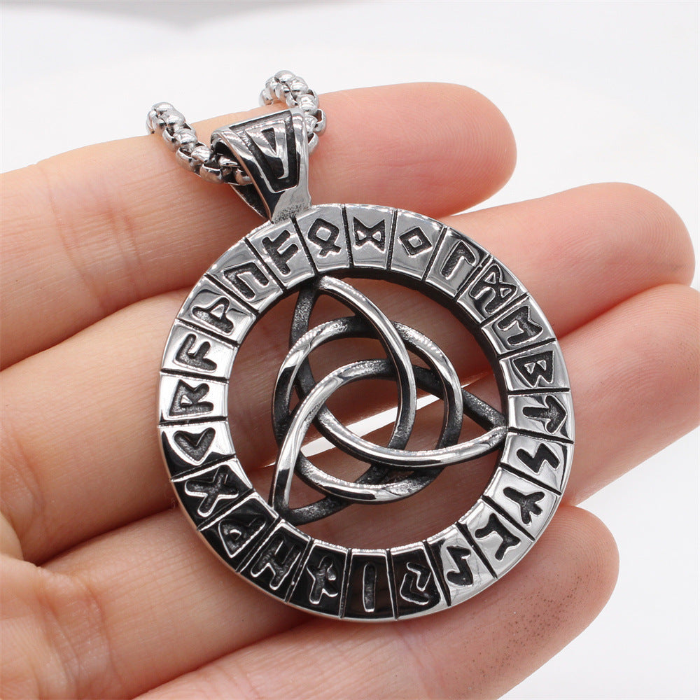 Viking Rune Triangle Pendant Necklace Durable Titanium Steel By Planderful For Men Unisex Protection Symbol Jewelry
