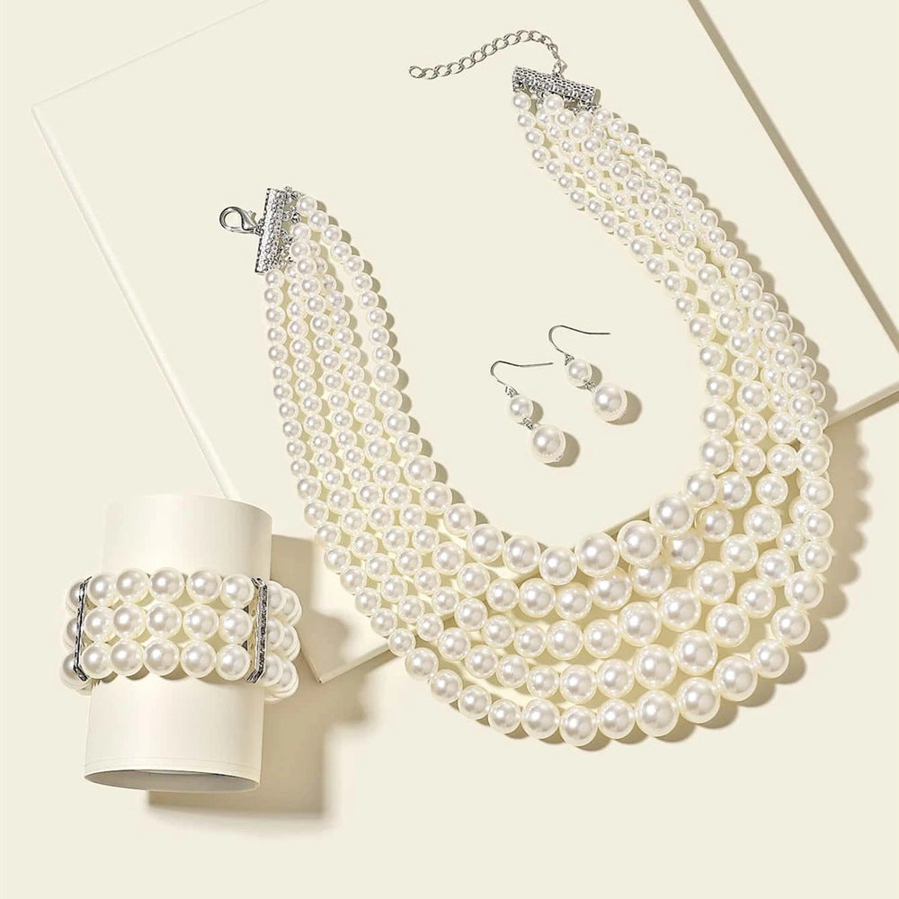 Elegant Pearl Necklace Set for Bridesmaids and Weddings