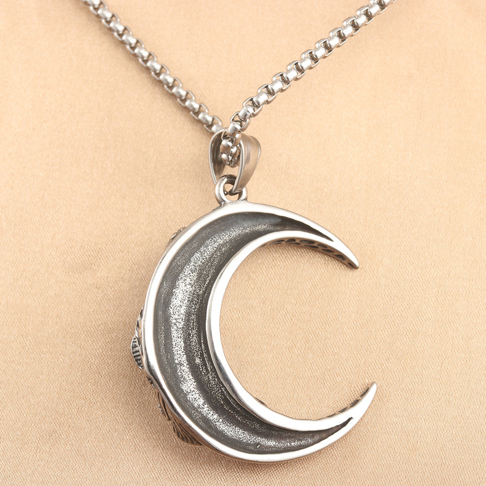 European And American Stainless Steel Moon Flower Pendant