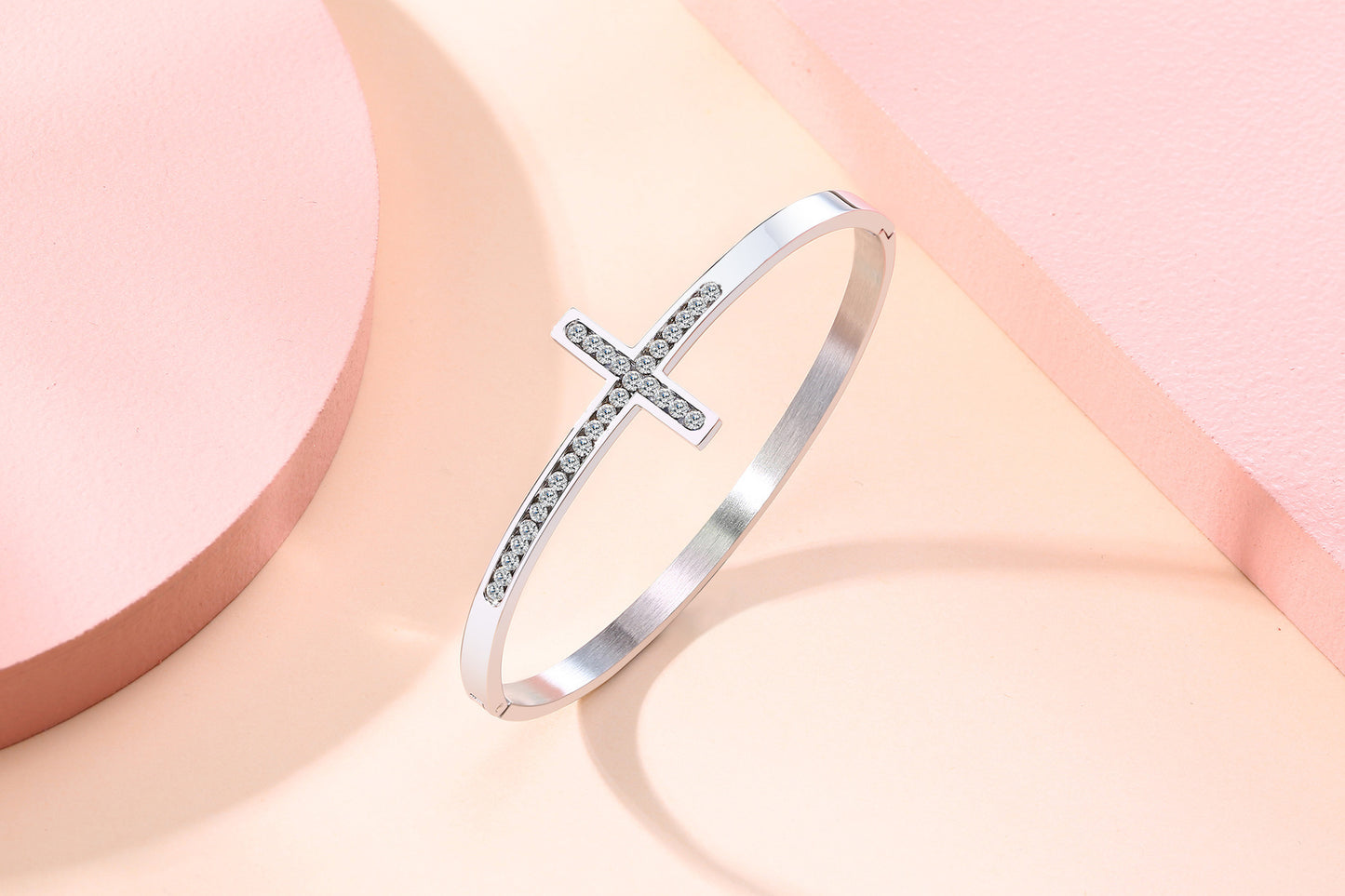 Cross-Border Ins Accessories Student Bracelet Stainless Steel Zircon Cross Bracelet