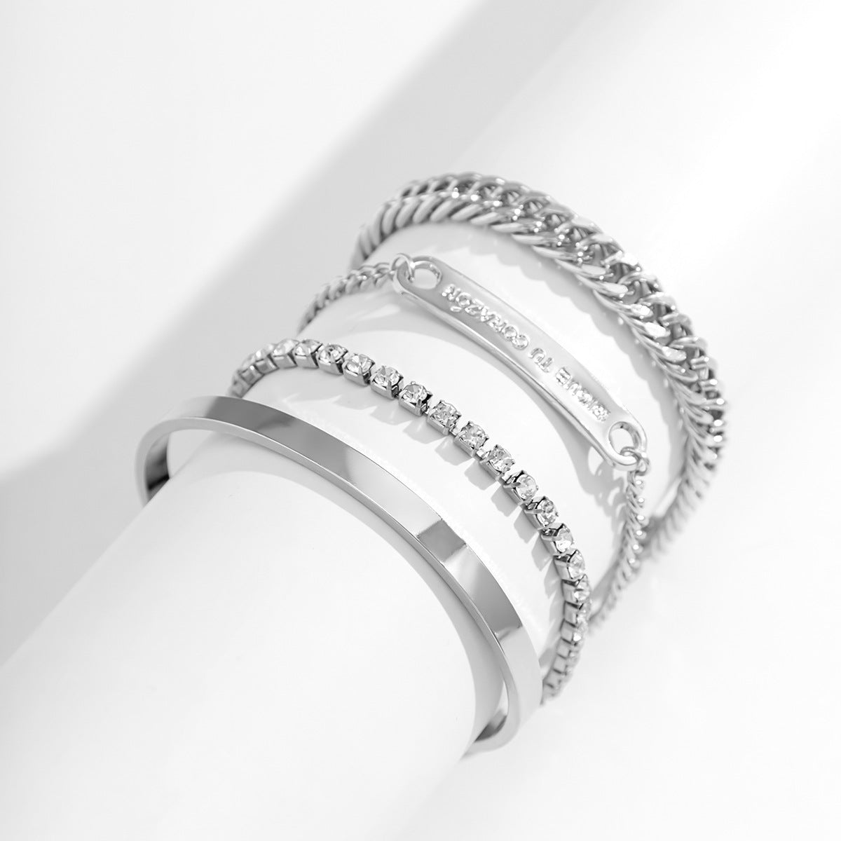 Funky Metal Square Bracelet Set with Edgy Claw Chain - Vienna Verve Collection