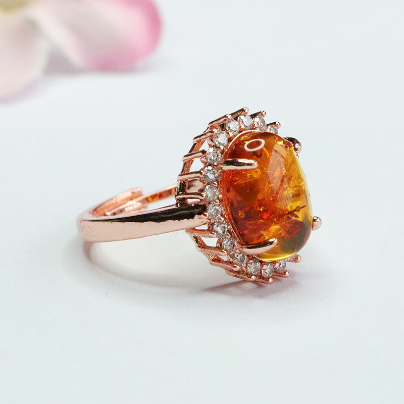 Sunflower Amber Zircon Ring with Sterling Silver