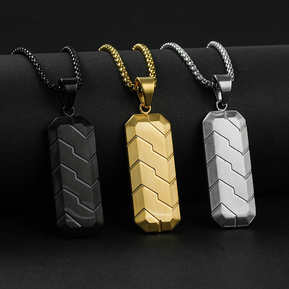 Planderful Mens Titanium Steel Necklace Minimalist Pendant For Everyday Style And Durable Masculine Accessory