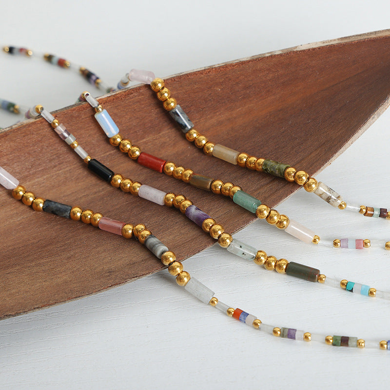 Luxurious Handcrafted Titanium Gold-Plated Crystal Necklace for Women