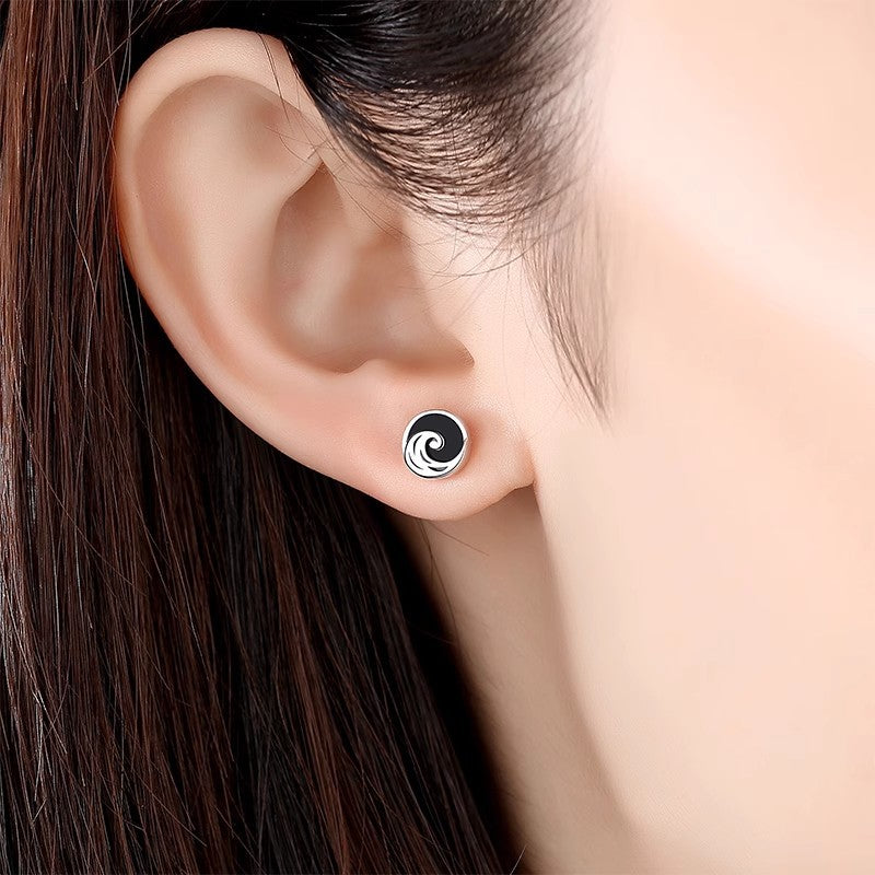 999 Silver Mountain Sea Stud Earrings for Couples Gift