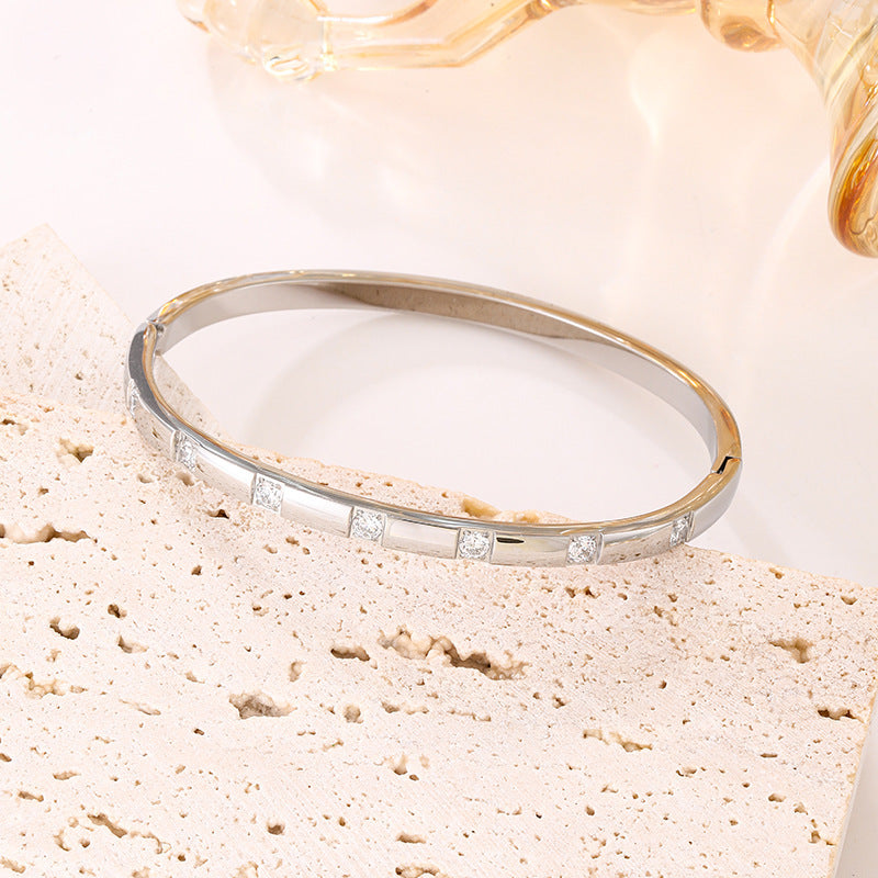 Planderful Jewelry Stainless Steel Zircon Bracelet