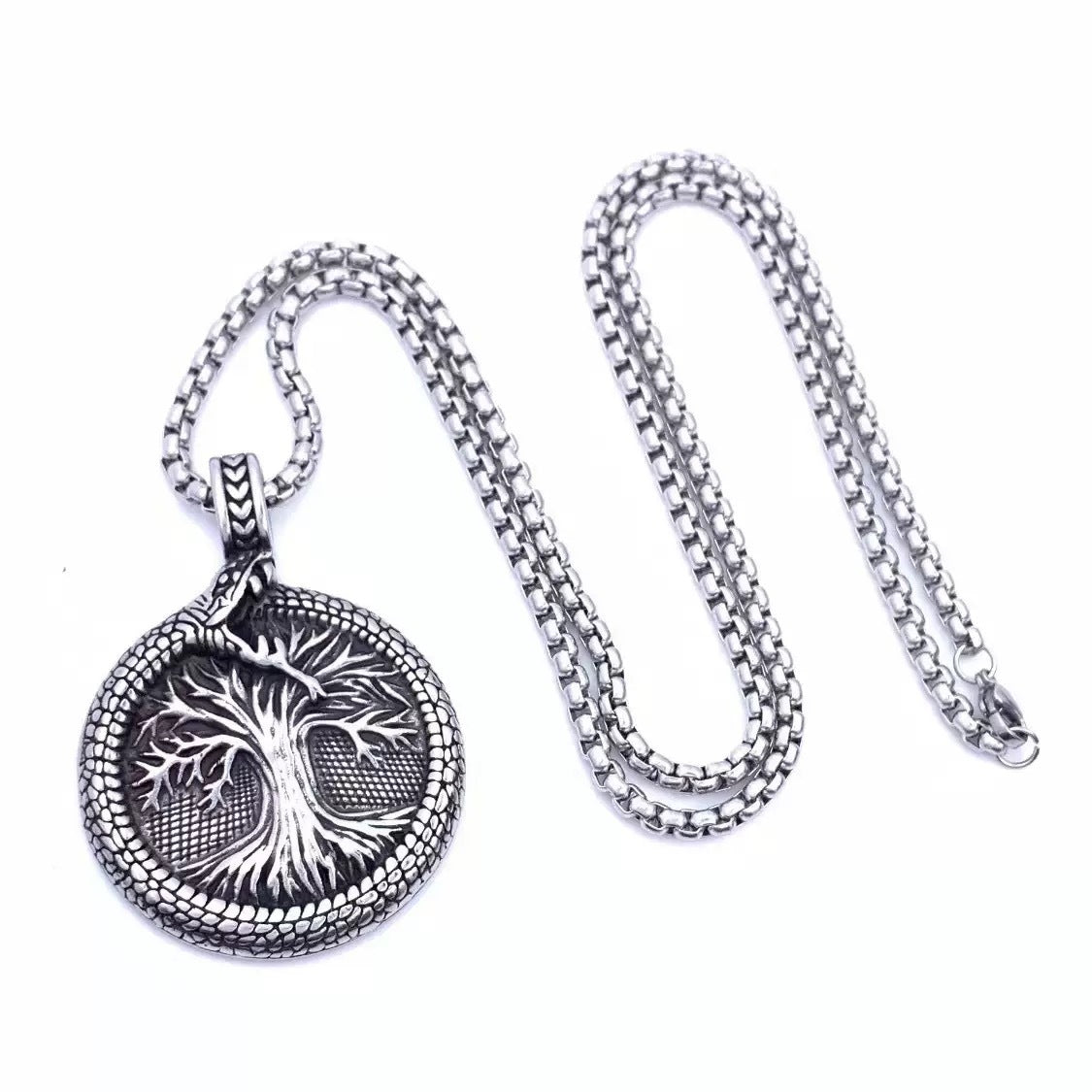 1. Planderful Tree of Life Pendant Stainless Steel Necklace For Men Punk Viking Style Gift