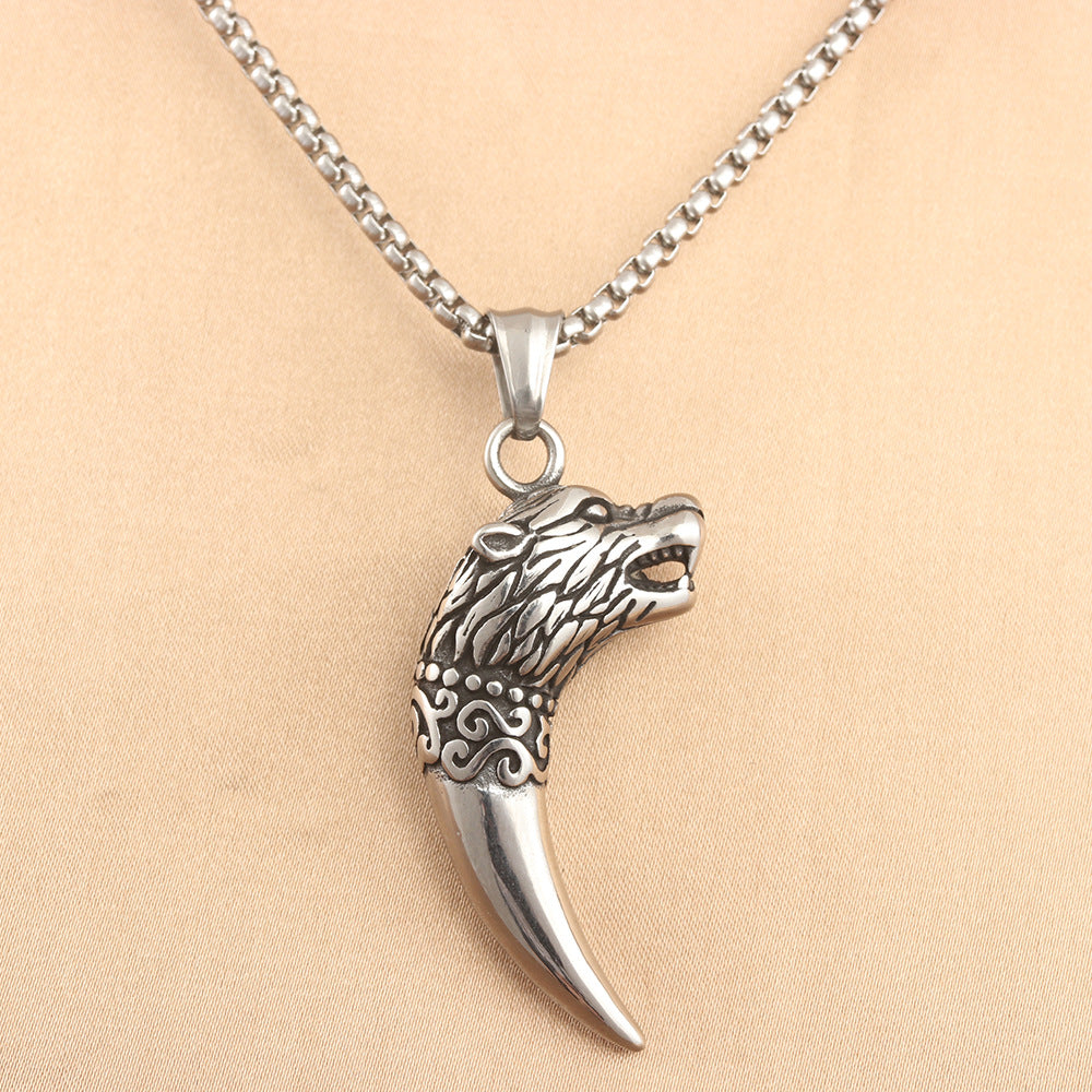 European And American Stainless Steel Wolf Fangs Pendant