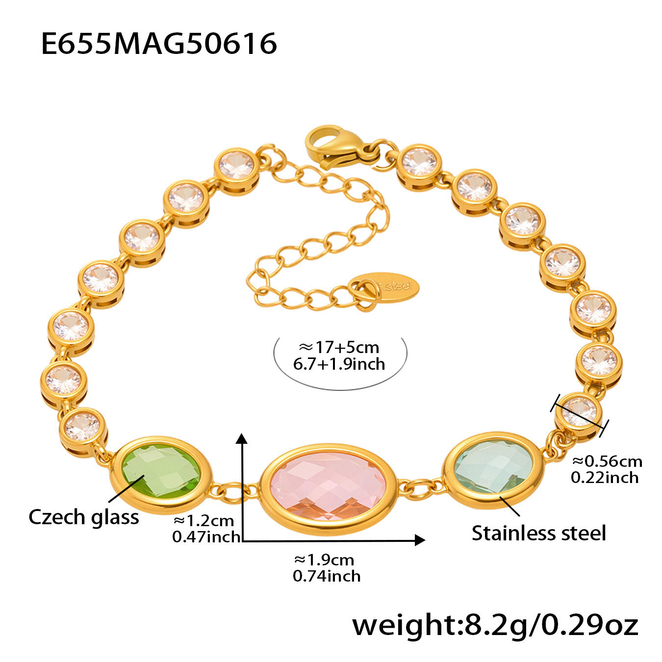 Planderful Crystal Glass Bracelet 18K Gold Plated For Women