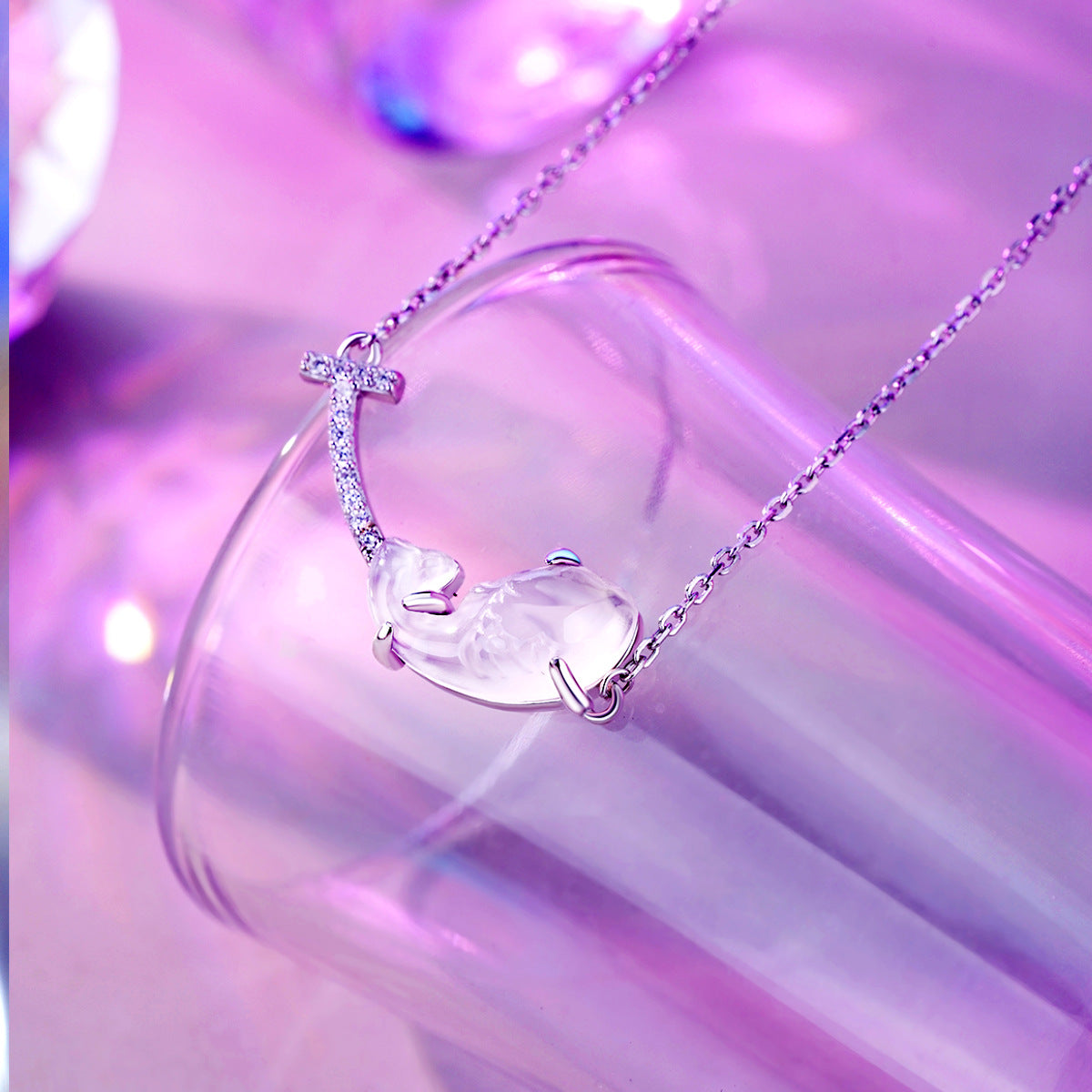 Original Chalcedony Koi S925 Sterling Silver Necklace Elegant