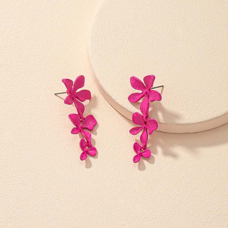 Exaggerated Irregular Flower Earrings with European Charm