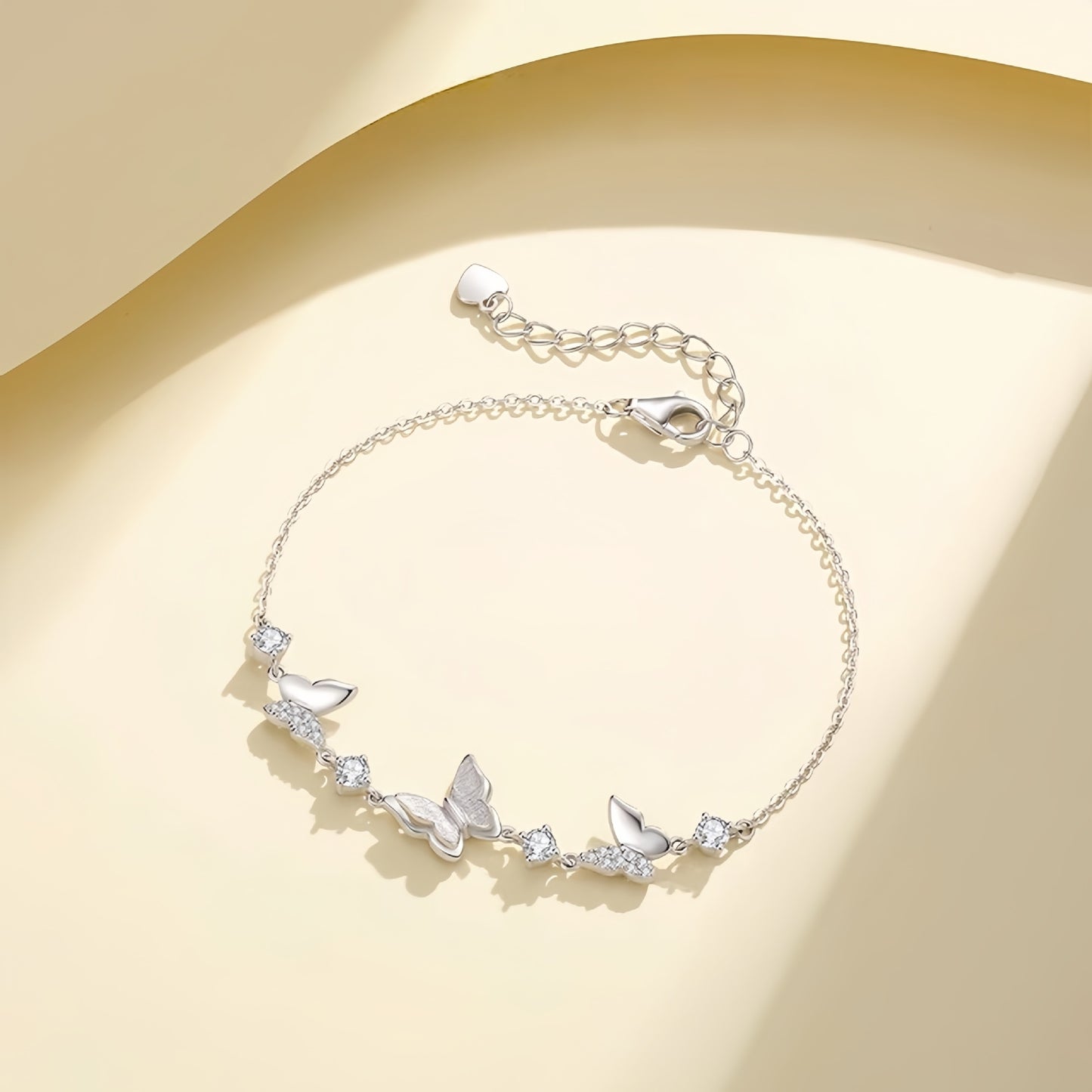 Planderful S925 Sterling Silver Butterfly Bracelet For Girlfriend Sparkling Zircon Gift Valentine