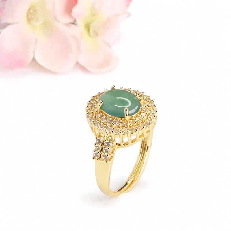 Blue-Water Jadeite Cabochon Ring