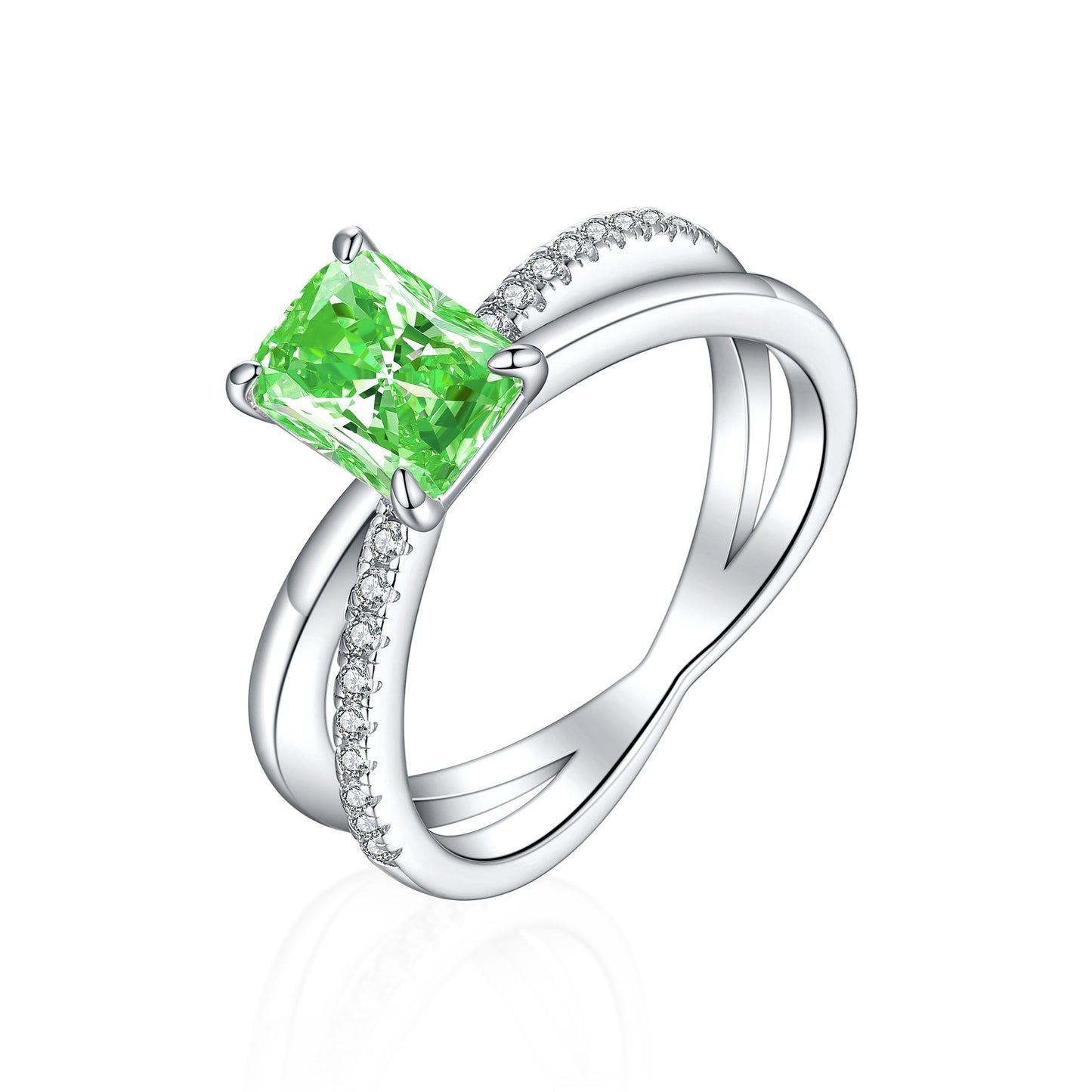 European and American 925 Sterling Silver 1.5ct Zircon Ring