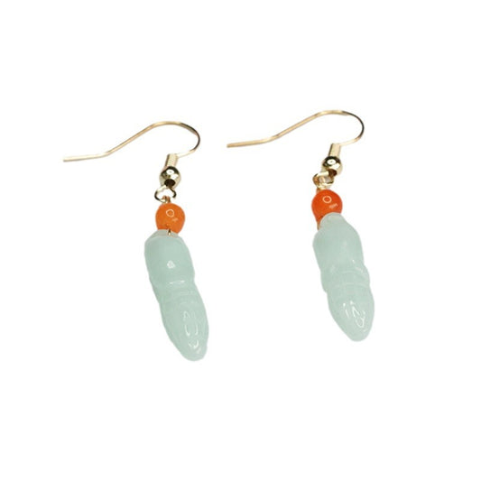 Fine Jade Fortune Earrings with Sterling Silver Hook