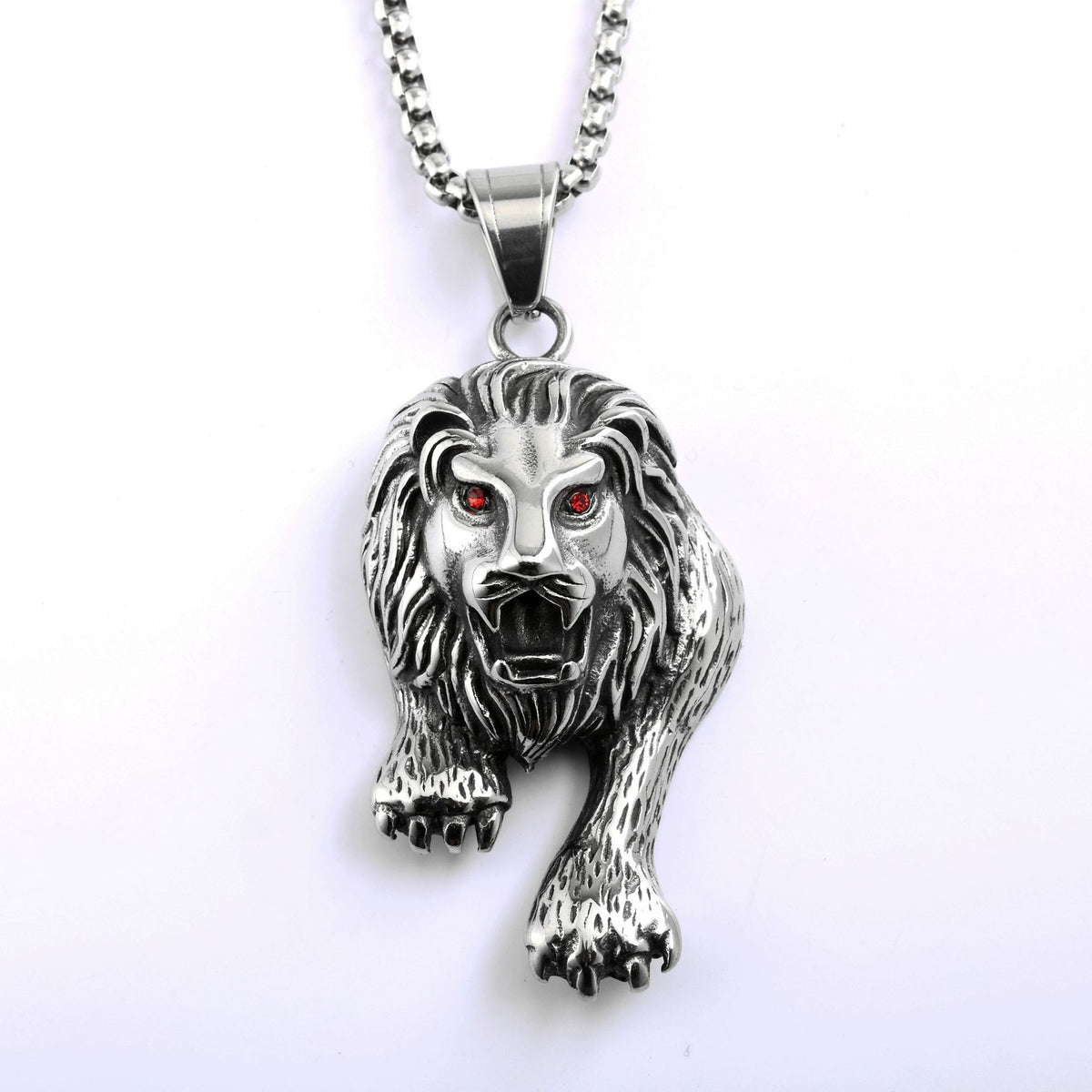Vintage Lion Stainless Steel Pendant Necklace