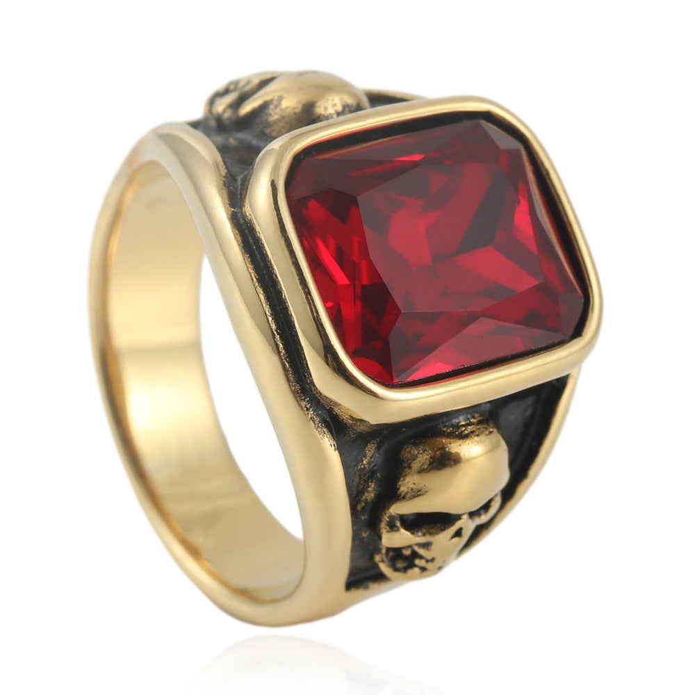 Planderful Titanium Steel Ring Multi Colored Stone Unisex Bold Statement For Men