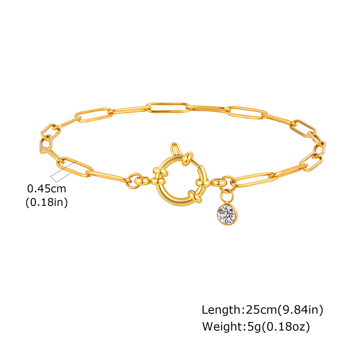 Stainless Steel Small Square Chain Bubble Buckle Gold Bracelet