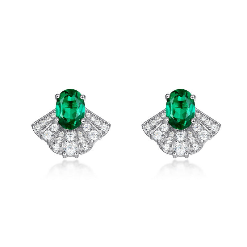S925 Sterling Silver Lab-Grown Emerald 6 × 8 mm Necklace