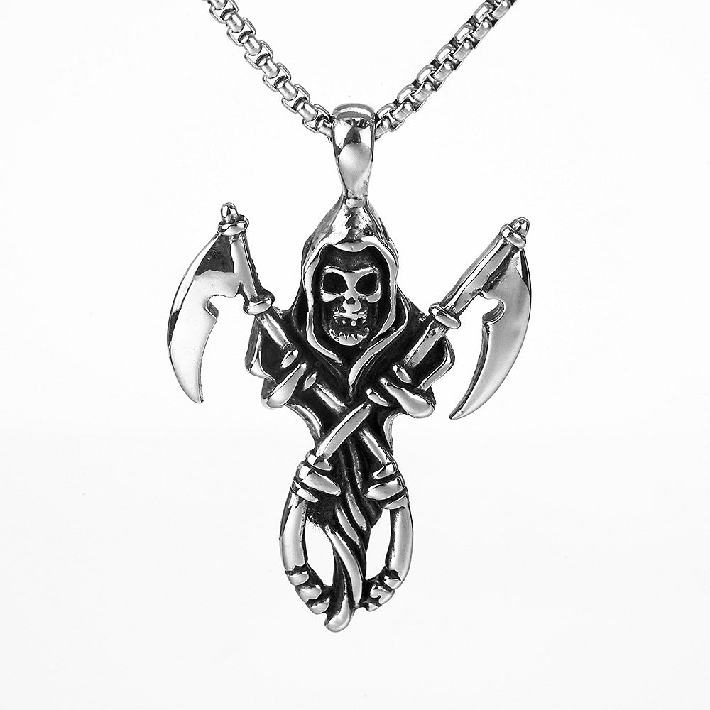 Hip-Hop European and American Neckwear Retro Reaper Sickle Titanium Steel Men's Pendant Necklace for Men