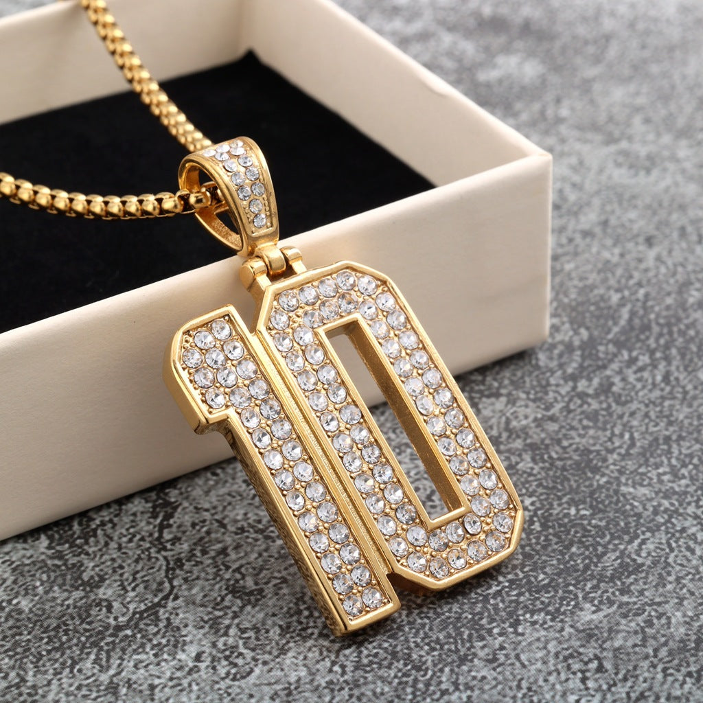 Single-Sided Zircon Stainless Steel Men's Pendant Necklace