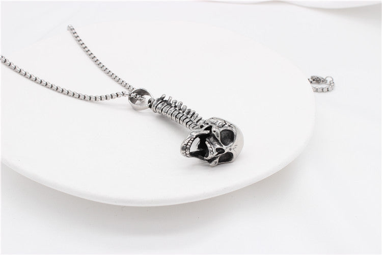 Retro Punk Skull Titanium Steel Pendant Necklace