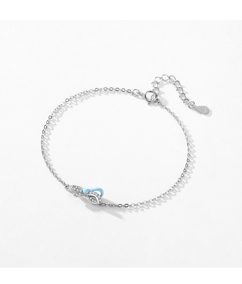 Sterling Silver Bow Bracelet with Zircon Detail