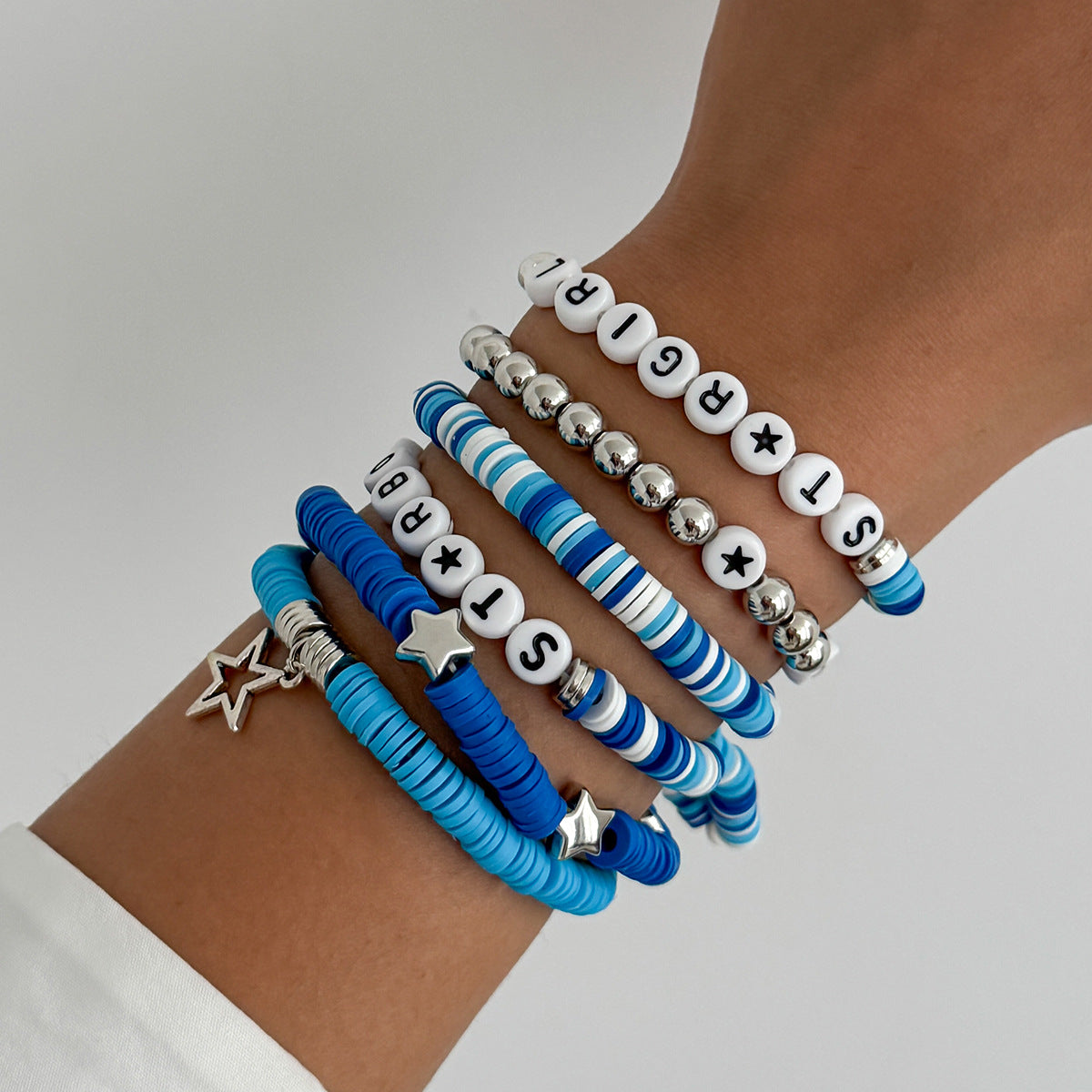 Planderful Vienna Verve Friendship Star Bracelet Set Stacking Elastic Beaded Jewelry For Women