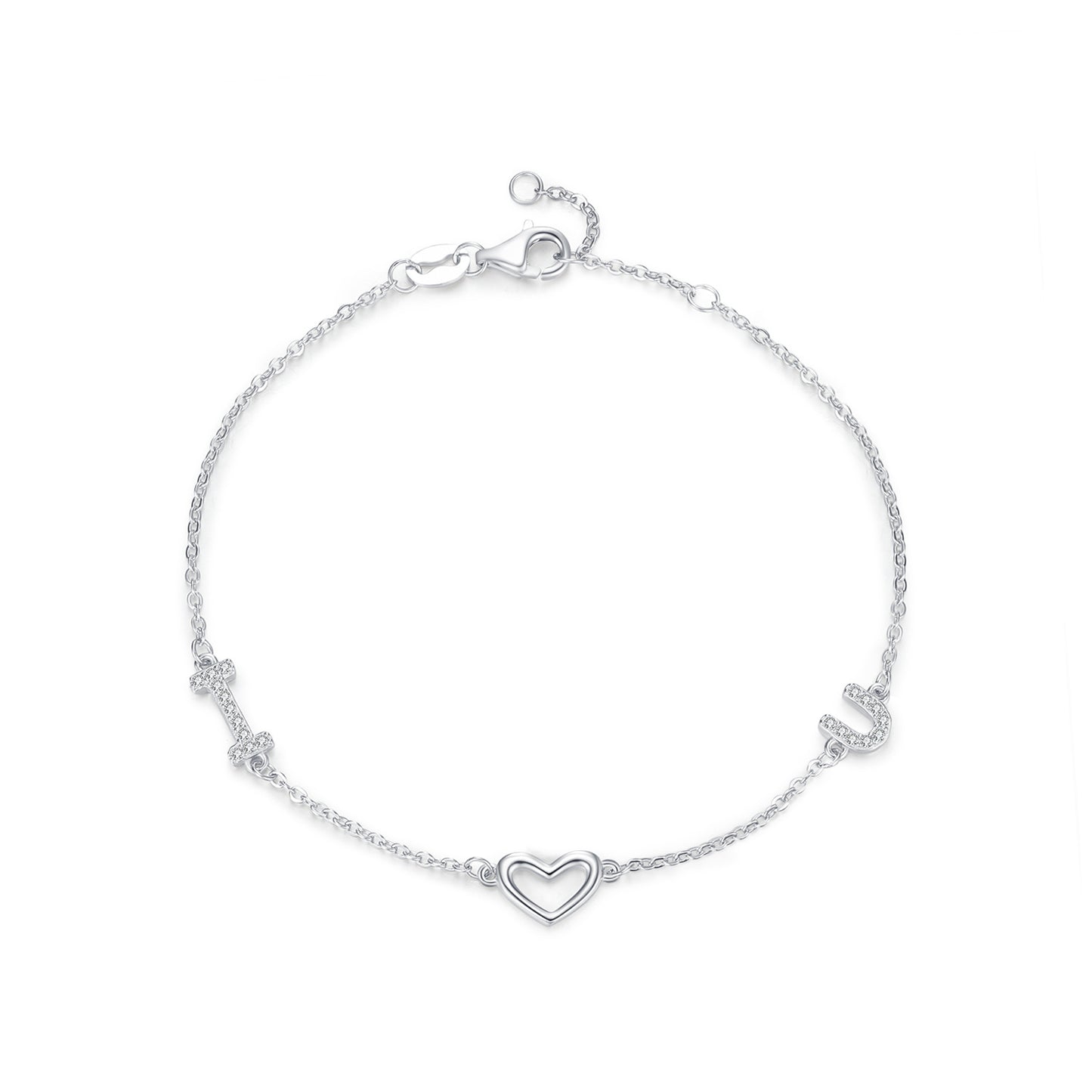 Romantic English Letter Love Sterling Silver Bracelet