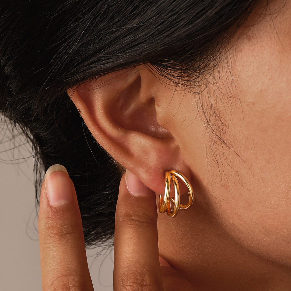 Modern Gold-Tone Stainless Steel Earrings