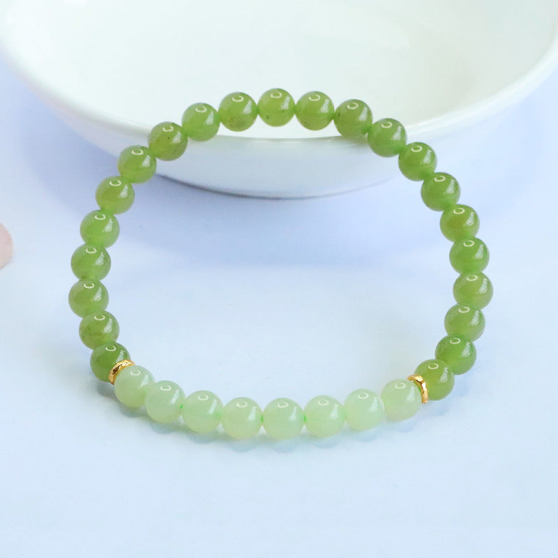 Gradient Hetian Jade Bead Bracelet