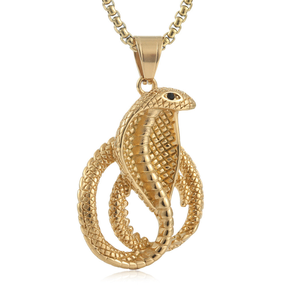 European And American Stainless Steel Cobra Pendant For Men