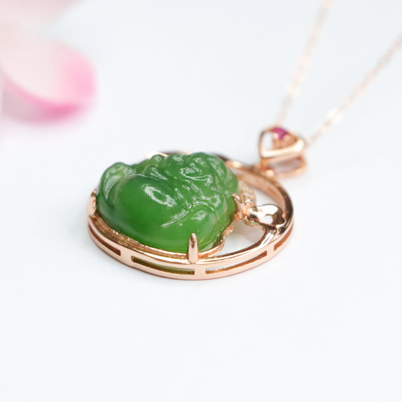 Hetian Jasper Buddha Cloud Silver Pendant — No Chain