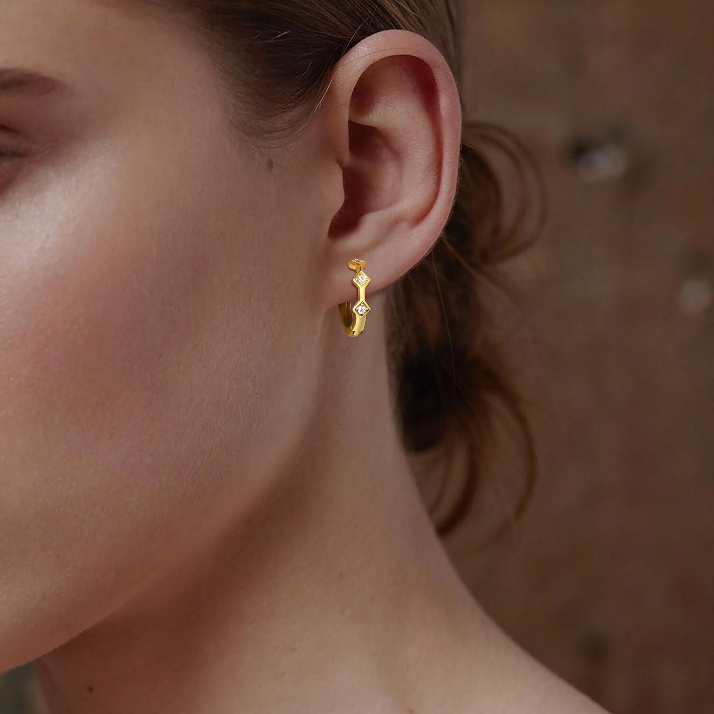 Copper Women's Fashion Jewelry Wholesale Gold Zircon Earrings