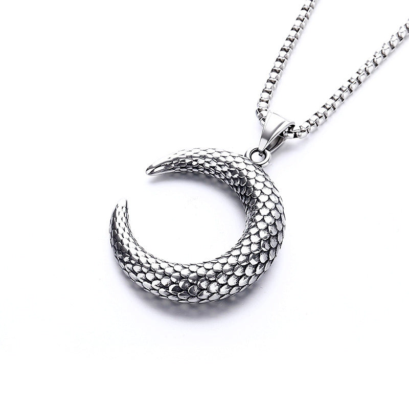 Punk Moon Stainless Steel Men's Pendant Necklace