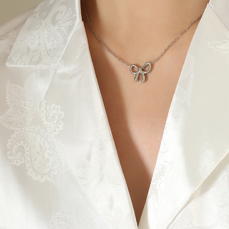 Kawaii Bow Pendant Necklace - Personalized Collarbone Chain Jewelry