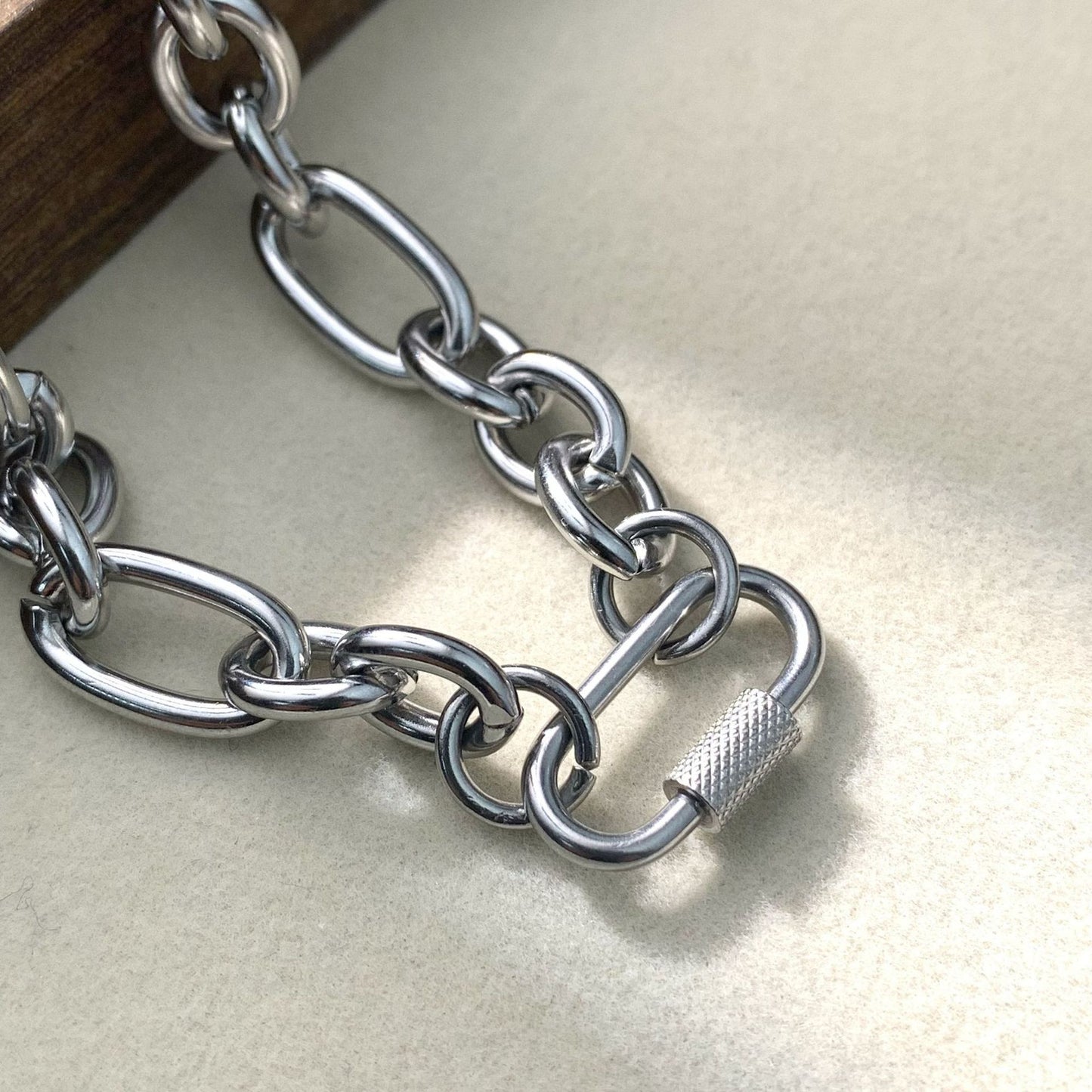 Planderful Jewelry Mountaineering Buckle Stainless Steel Chain Bracelet Set For Stacking