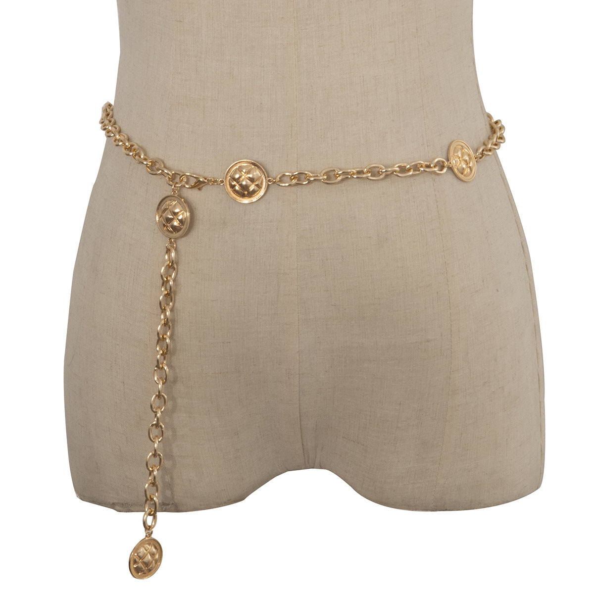 Geometric Tassel Body Chain Necklace with Round Tag