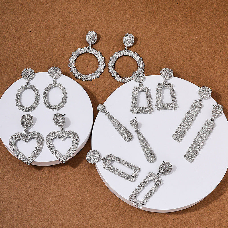Retro Embossed Geometric Earrings Set - Vienna Verve Collection