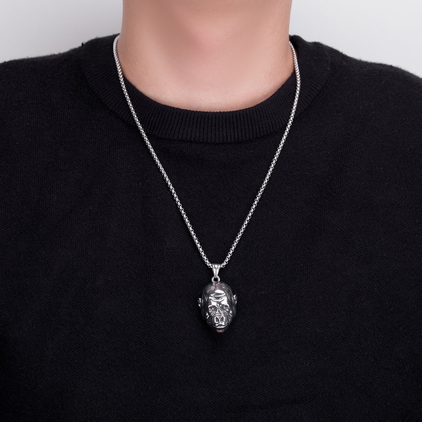 Stainless Steel Necklace – Statement Orangutan Pendant