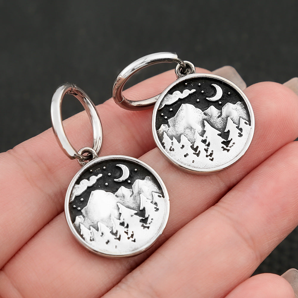 AliExpress Wish Explosion Titanium Steel Mountain Pendant Earrings