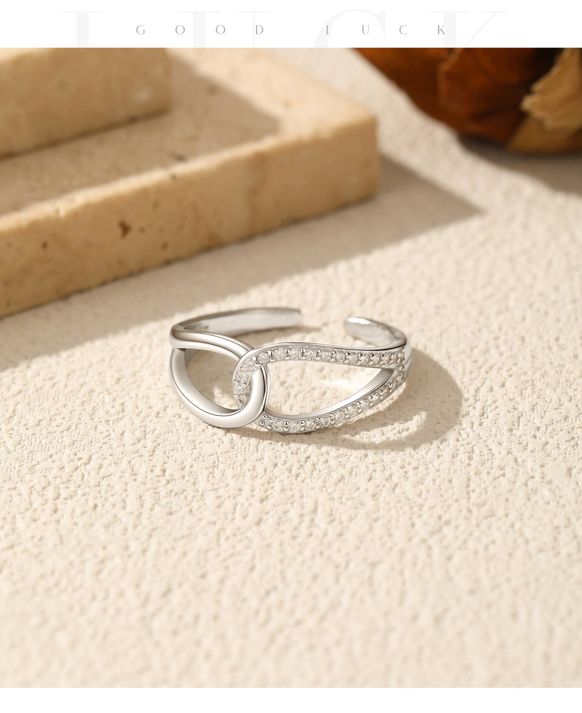 925 Sterling Silver Open Interwoven Double Ring