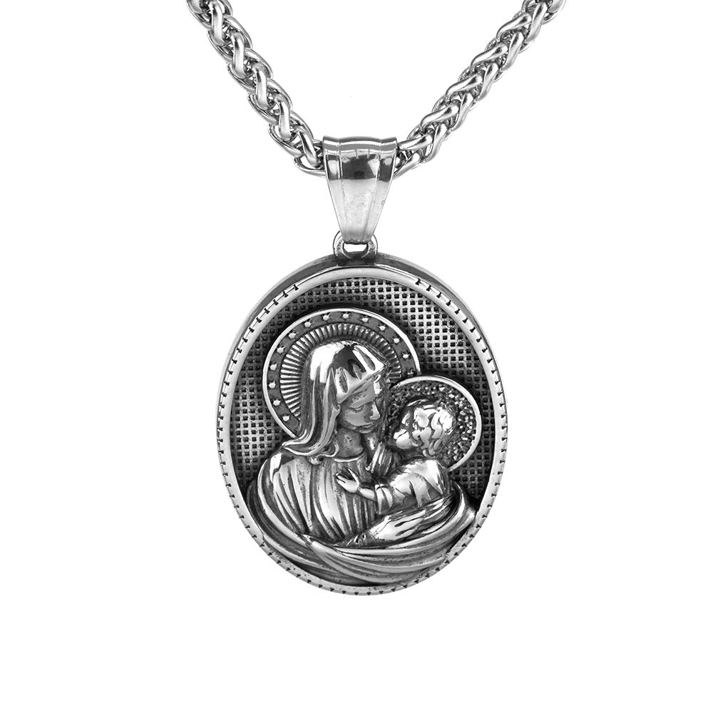 European And American Retro Men's Jewelry Virgin Mary Pendant