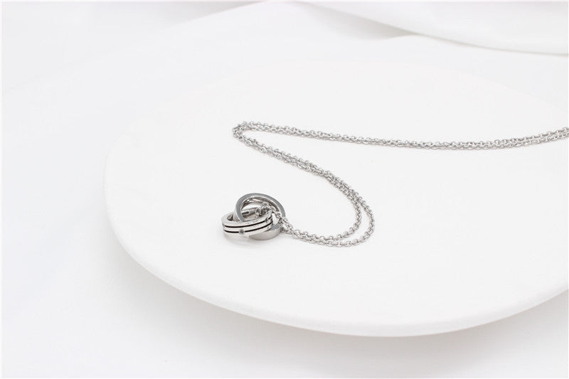 Double Ring Necklace For Women And Men Durable Stainless Steel Collarbone Jewelry Planderful Unisex Bold Statement