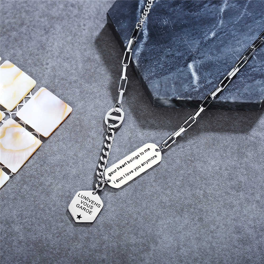 Planderful Personalized Titanium Steel Necklace Unisex Short Clavicle Chain European American Style