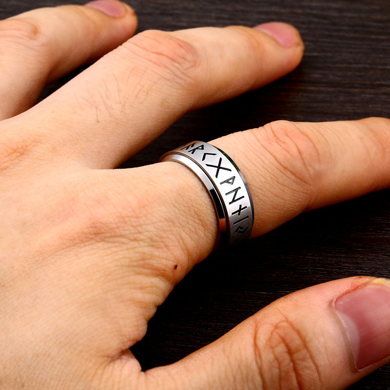 Viking-Inspired Stainless Steel Rotatable Rings for Men and Women - Fashionable Titanium Steel Design